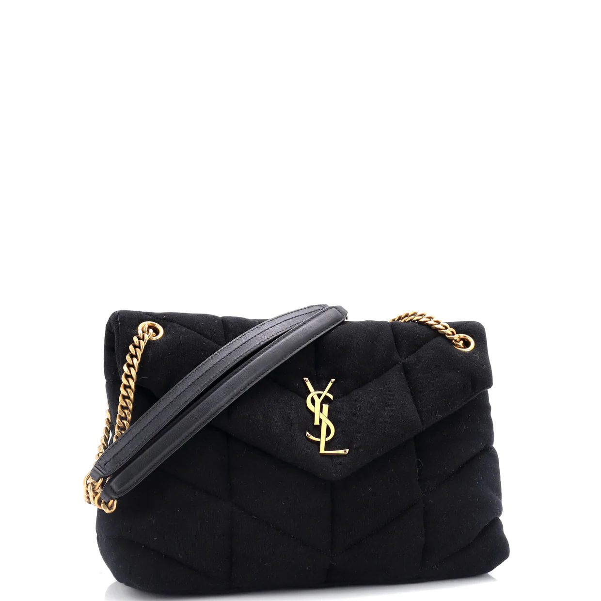 Loulou Puffer Shoulder Bag Quilted Suede Medium - Deep Luxury