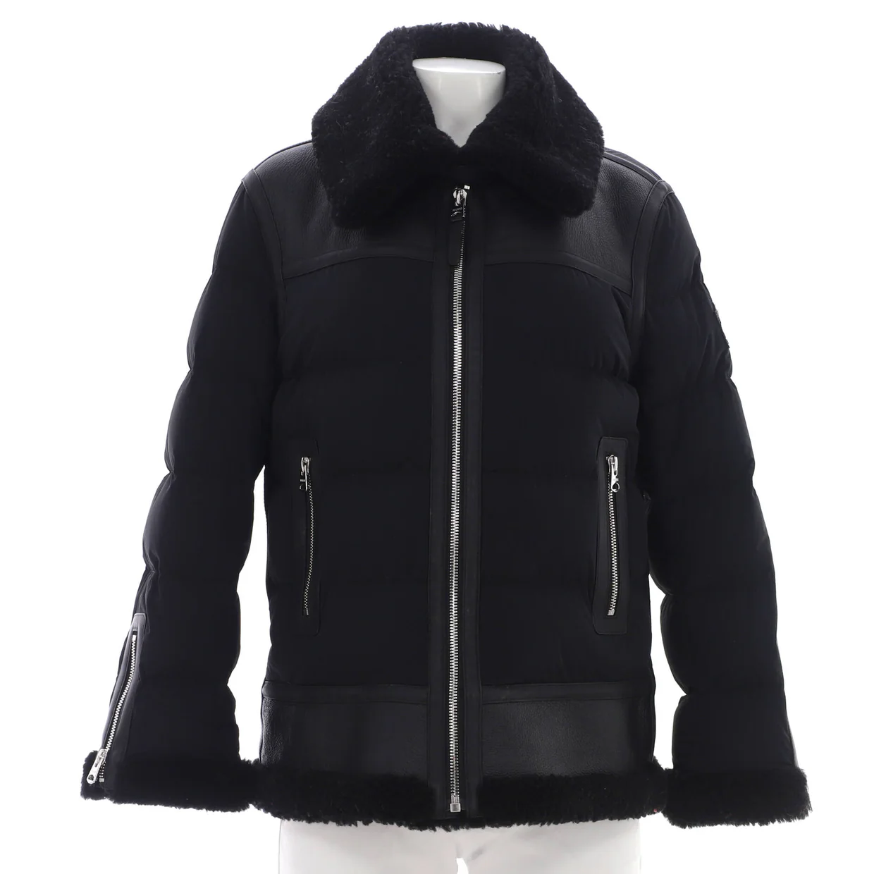 Women's Vanna Puffer Jacket Quilted Nylon and Leather with Shearling and Down - Deep Luxury