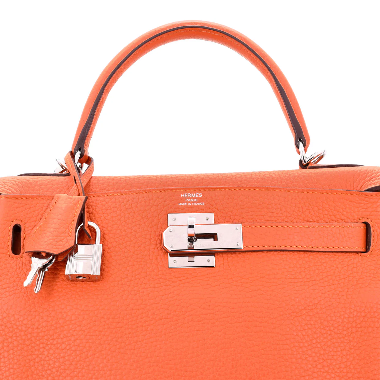 Kelly Handbag Feu Clemence with Palladium Hardware 28 - Deep Luxury