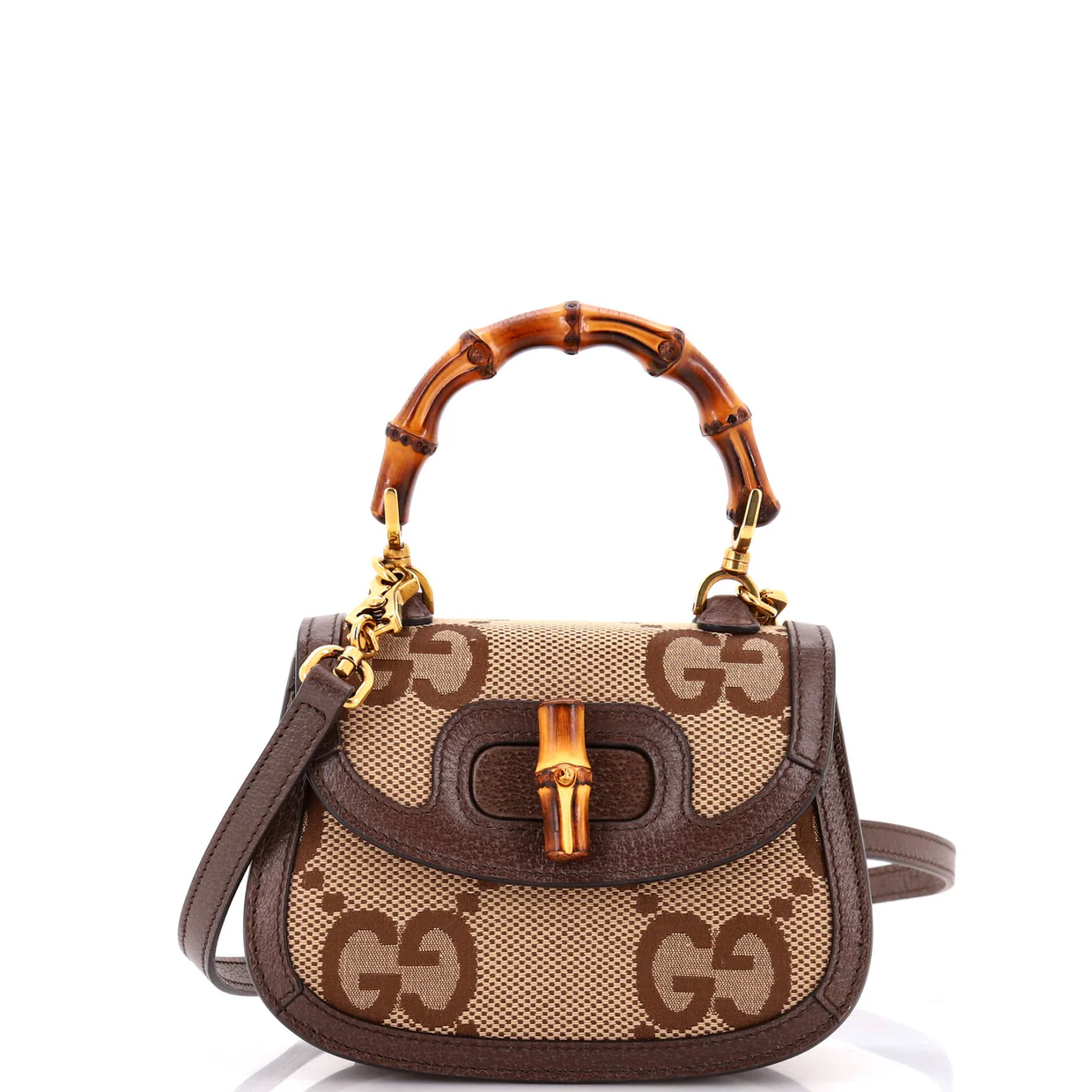 Bamboo 1947 Top Handle Bag Jumbo GG Canvas Mini - Deep Luxury