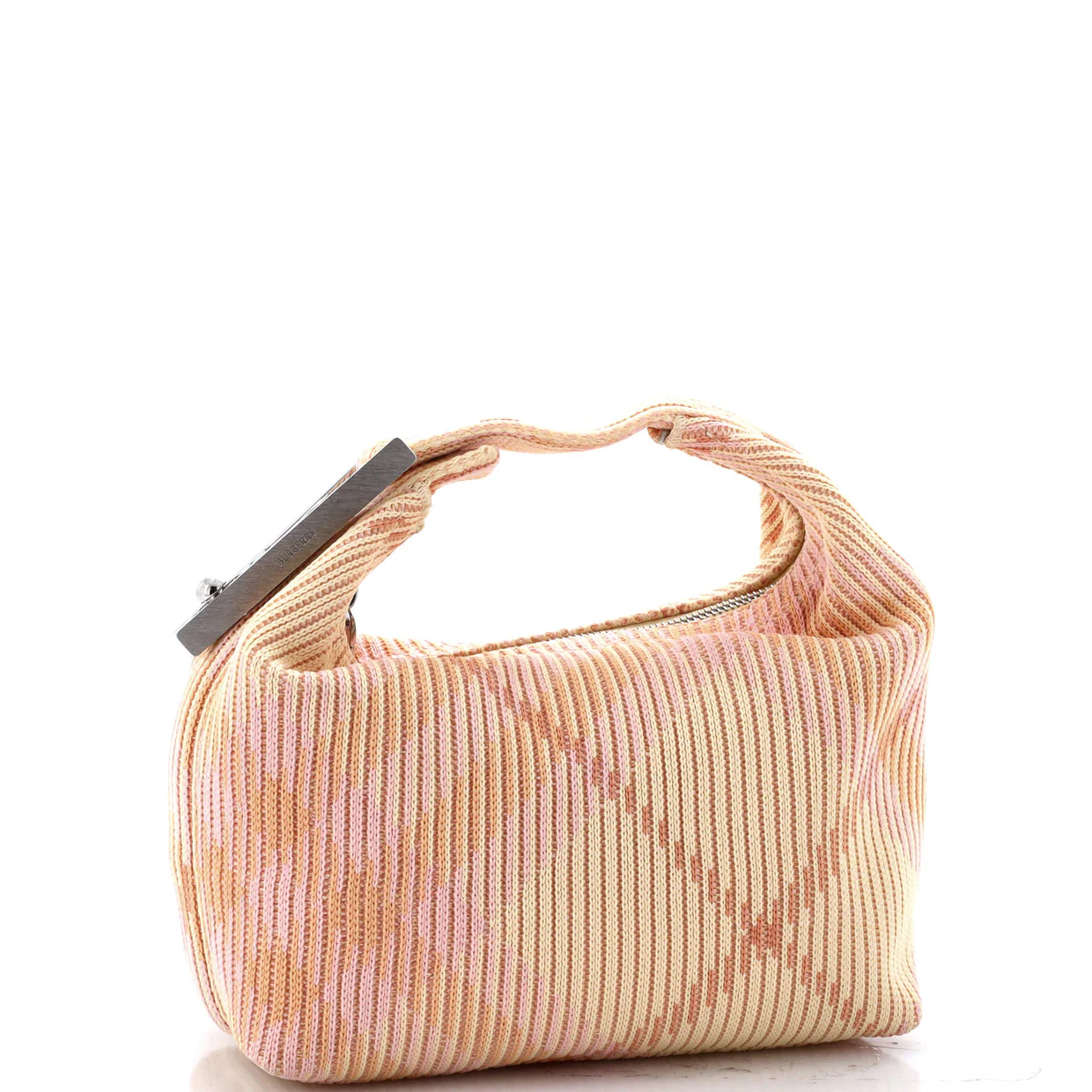 Peg Handle Bag Knit Check Fabric Mini - Deep Luxury