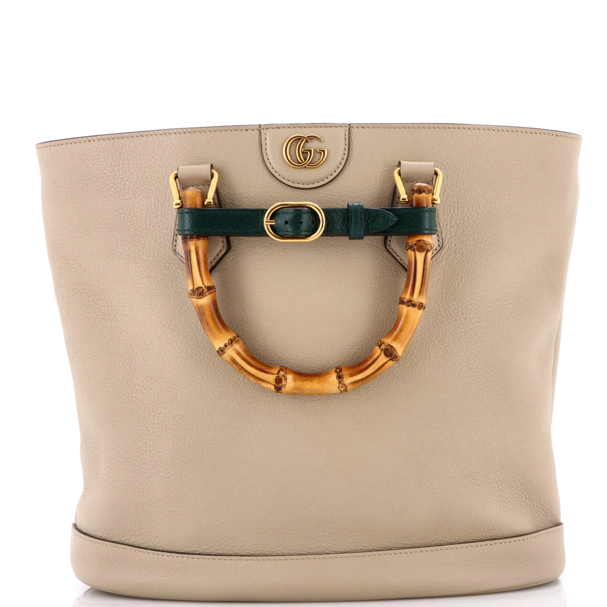 Diana Bamboo Handle Round Tote Leather Medium - Deep Luxury