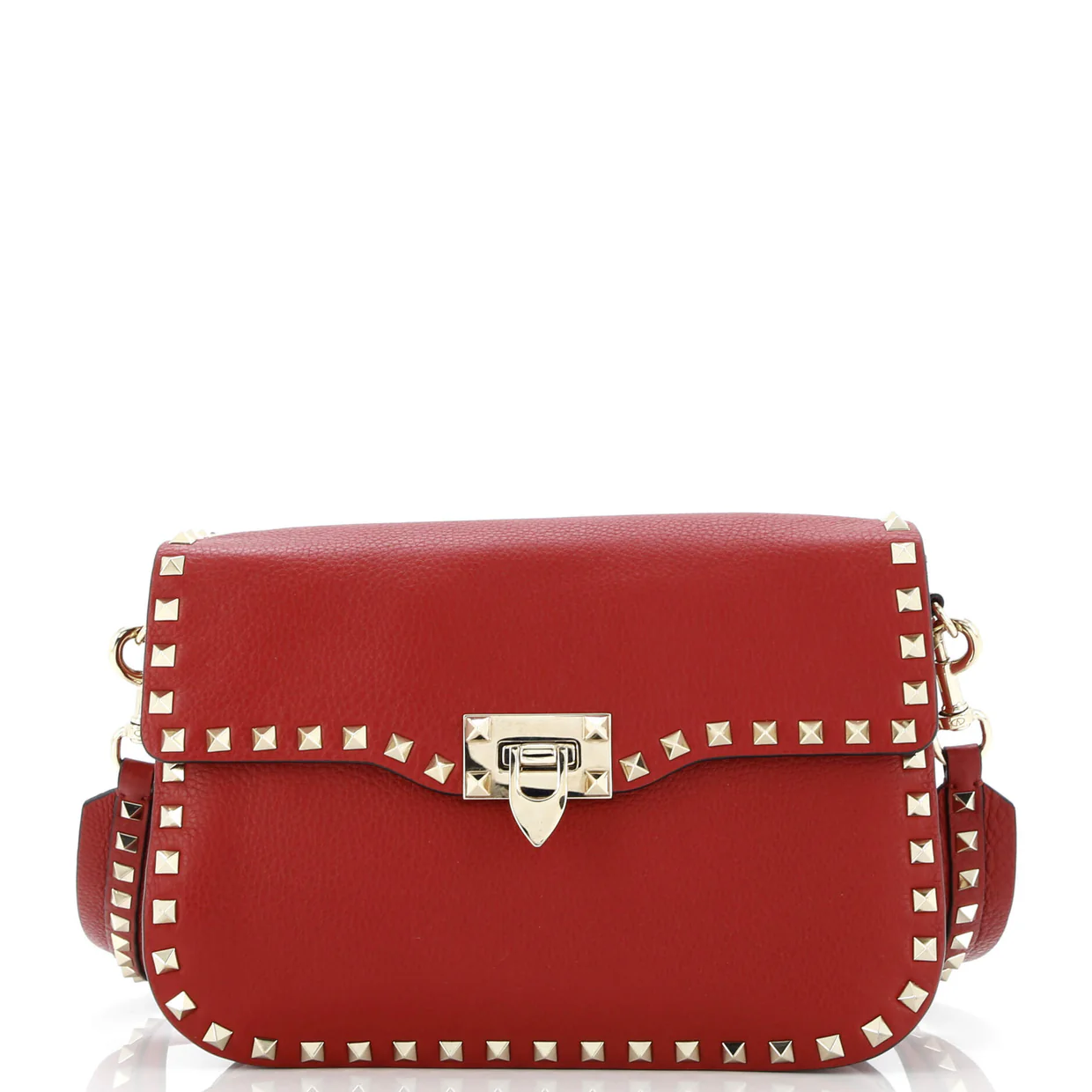 Rockstud Flip Lock Flap Bag Leather Medium - Deep Luxury