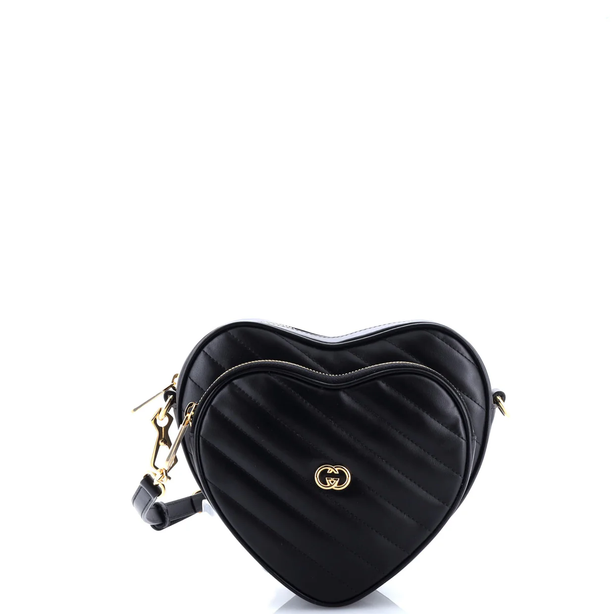 Interlocking G Heart Shoulder Bag Diagonal Quilted Leather Mini - Deep Luxury