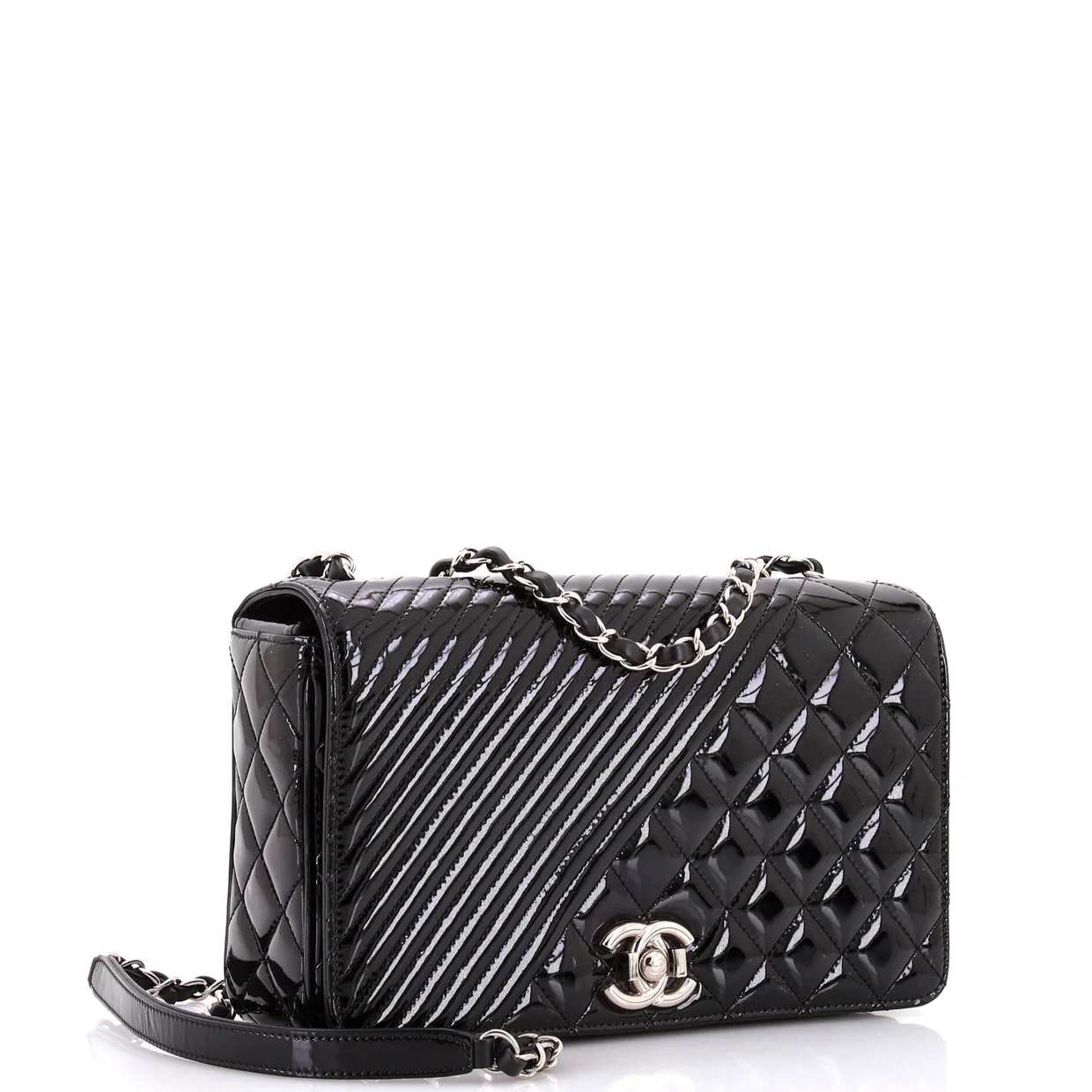 Coco Boy Flap Bag Quilted Patent Medium - Deep Luxury