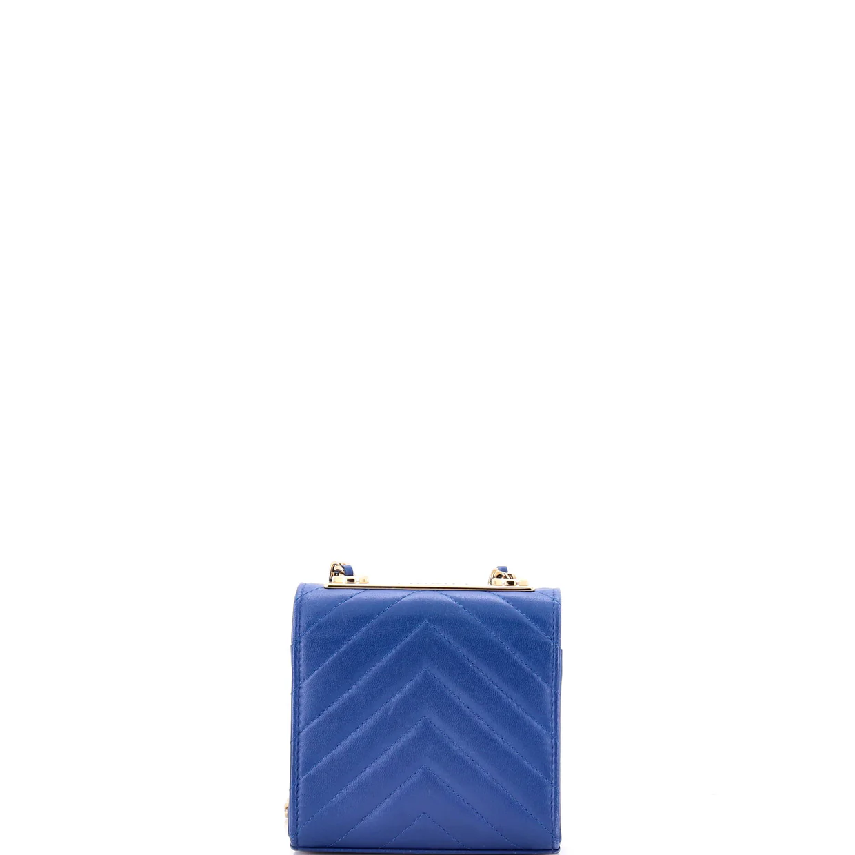 Trendy CC Clutch with Chain Chevron Lambskin Small - Deep Luxury