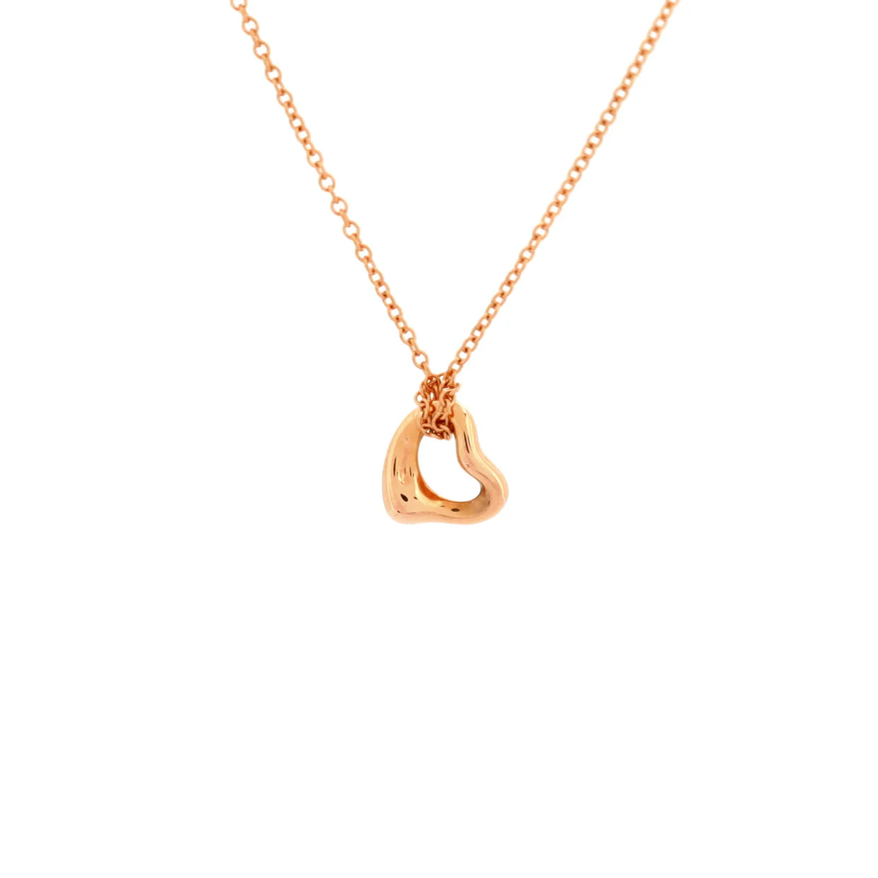 Elsa Peretti Open Heart Pendant Necklace 18K Rose Gold 7mm - Deep Luxury