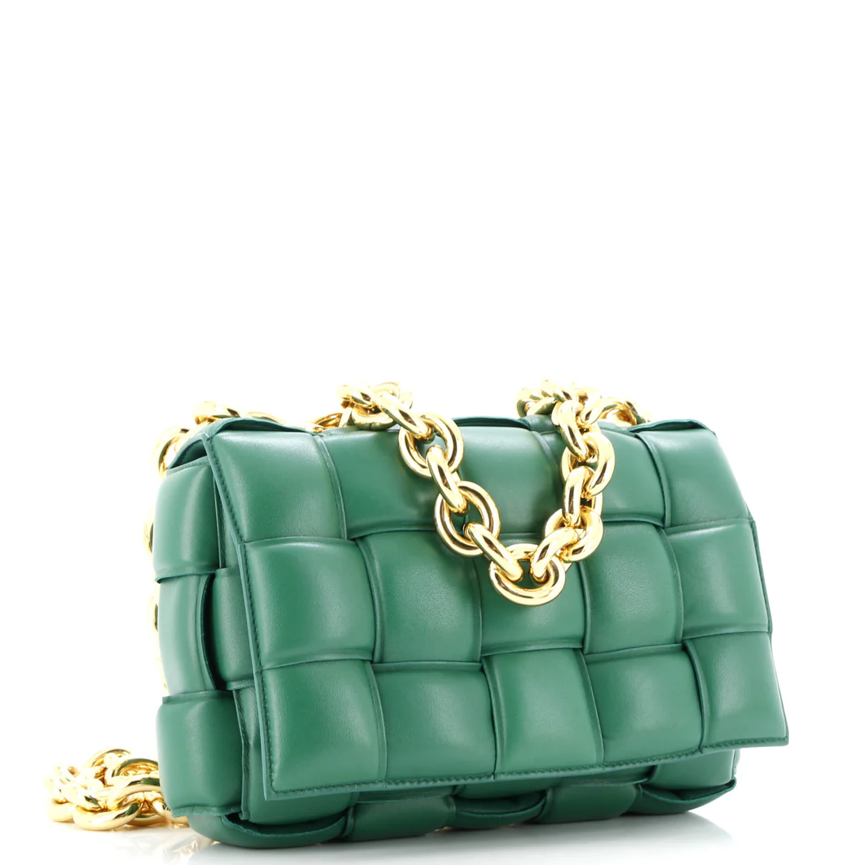 Cassette Chain Crossbody Bag Padded Maxi Intrecciato Leather - Deep Luxury