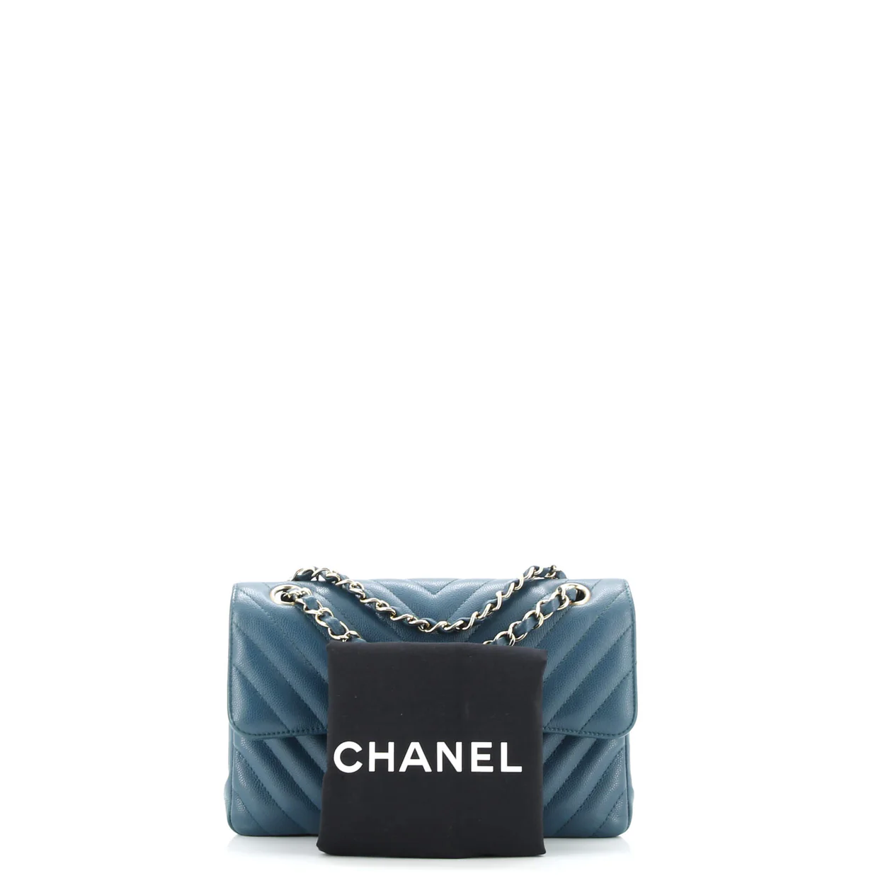 Classic Double Flap Bag Chevron Caviar Small - Deep Luxury