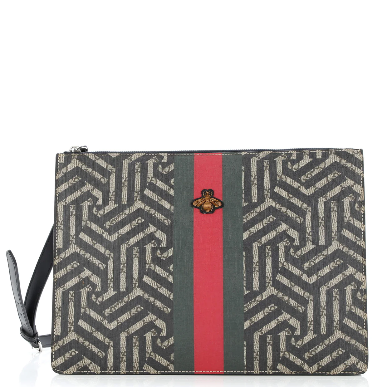 Bee Web Zip Messenger Bag Caleido GG Coated Canvas Large - Deep Luxury