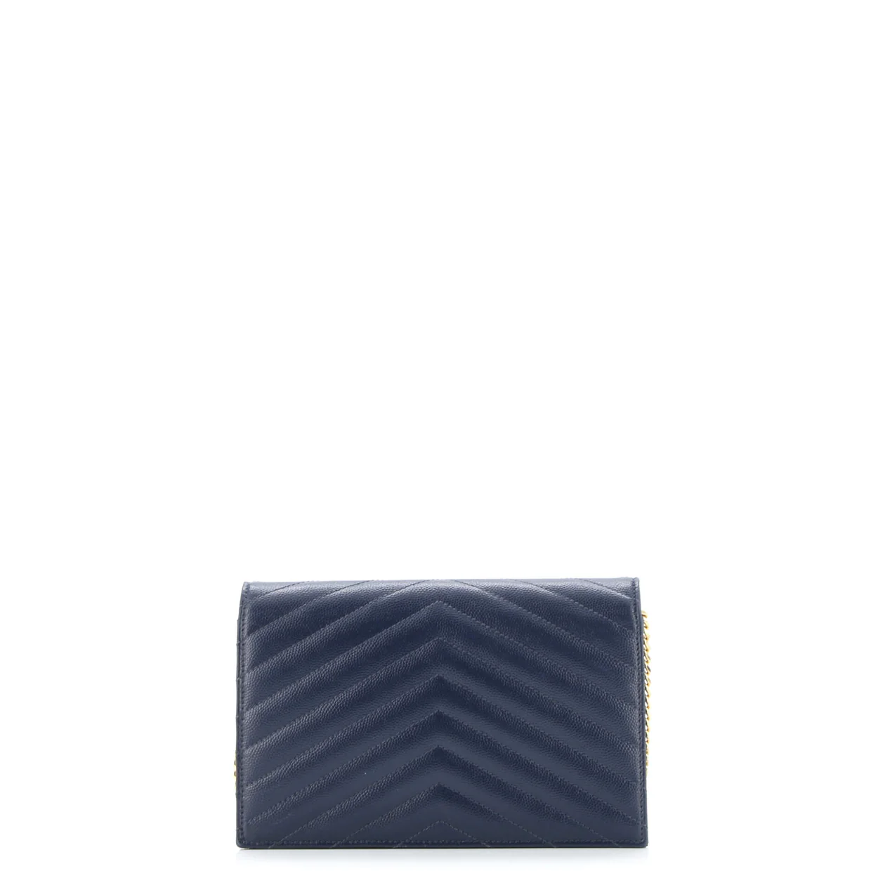 Classic Monogram Wallet on Chain Matelasse Chevron Leather Small - Deep Luxury