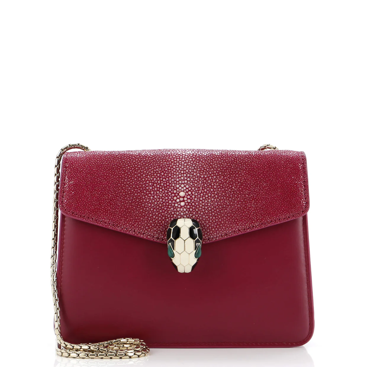 Serpenti Forever Square Shoulder Bag Leather and Stingray Small - Deep Luxury