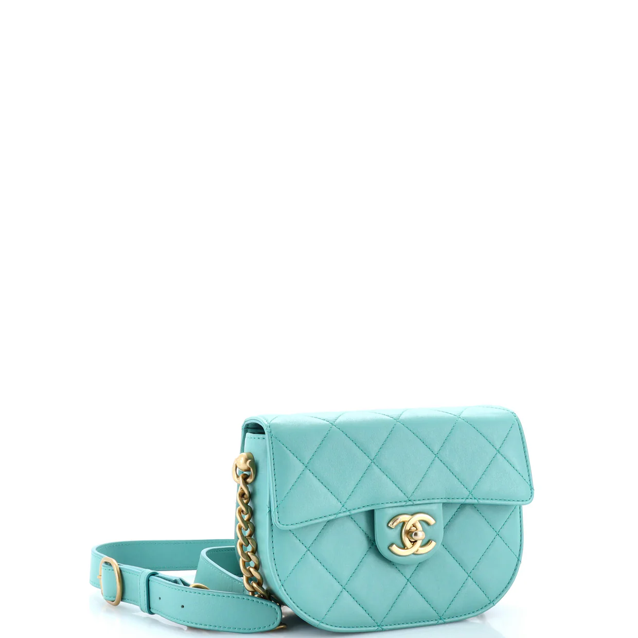 Moon Flap Messenger Bag Quilted Calfskin Mini - Deep Luxury