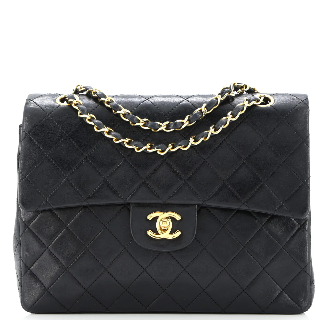 Vintage Square Classic Double Flap Bag Quilted Leather Medium - Deep Luxury