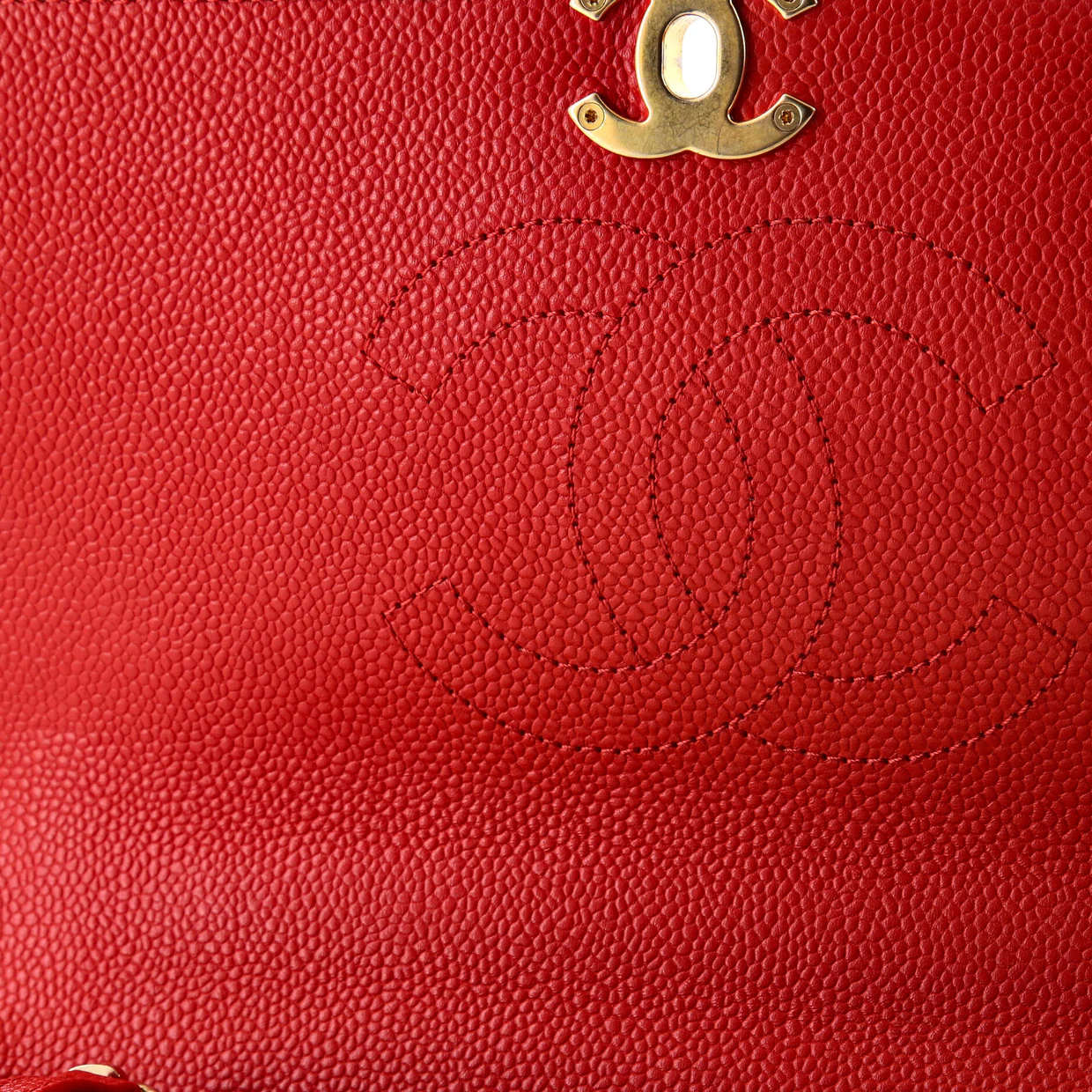 Chic Affinity Top Handle Bag Stitched Caviar Small - Deep Luxury