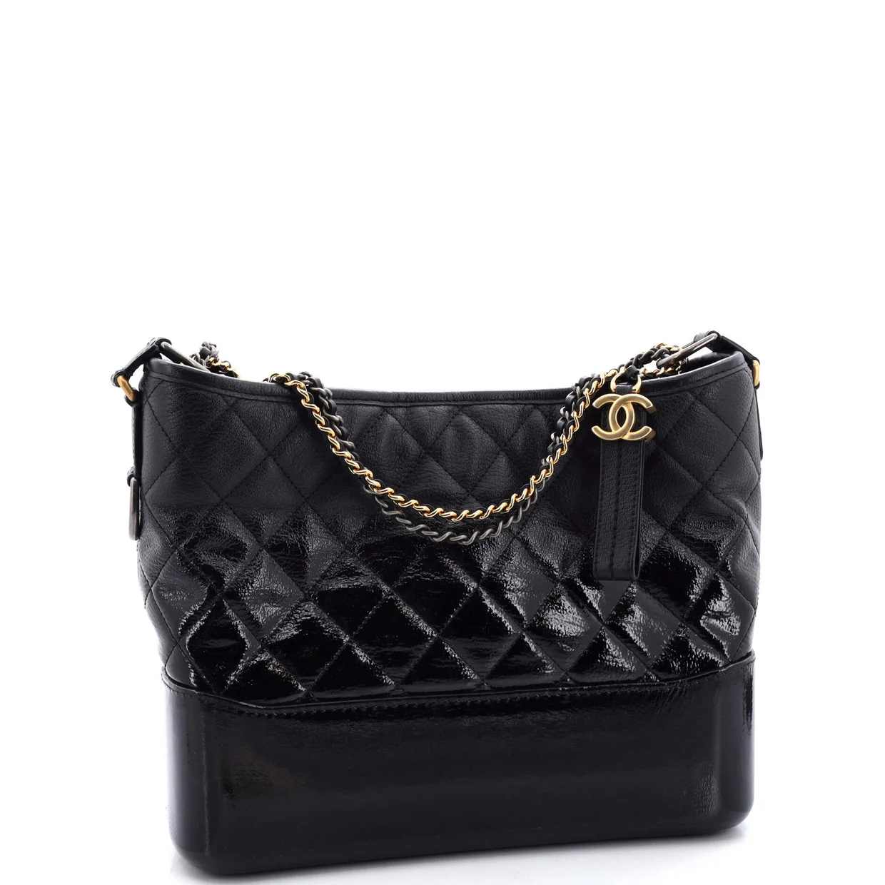 Gabrielle Hobo Quilted Goatskin and Patent Medium - Deep Luxury