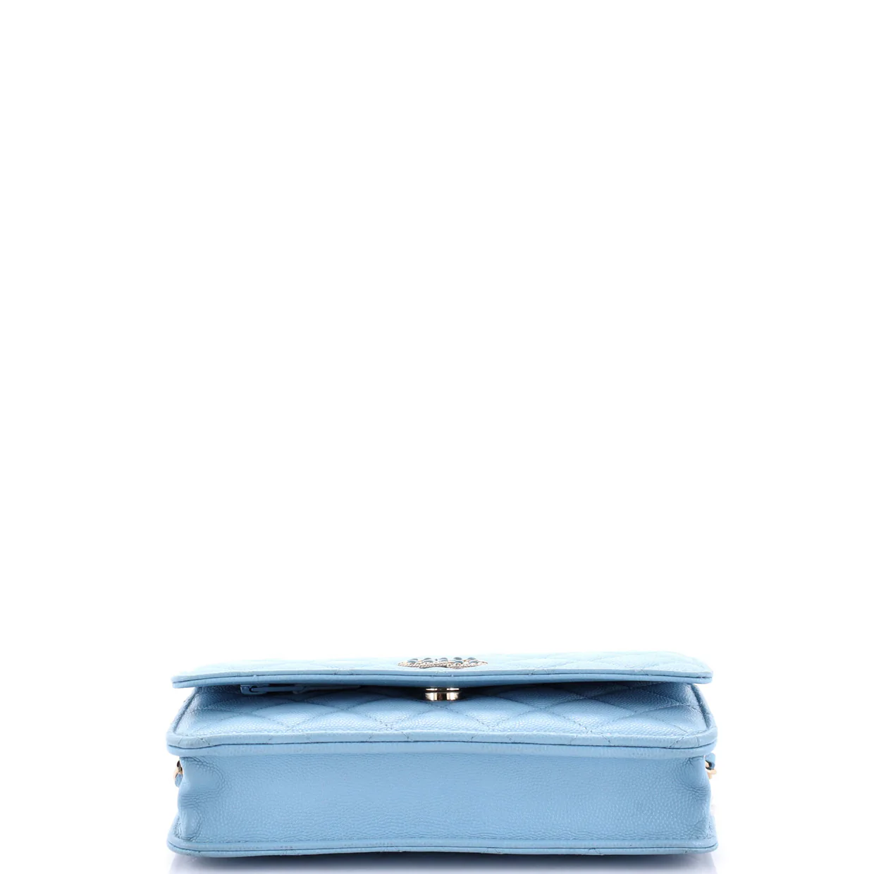 Twisted Crystals CC Wallet on Chain Quilted Caviar - Deep Luxury