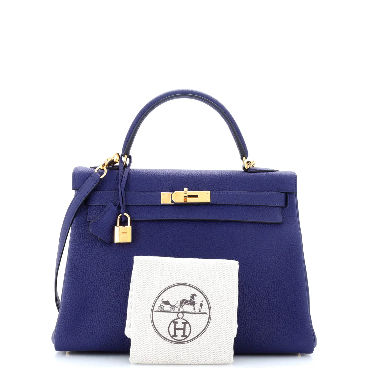 Kelly Handbag Bleu Encre Togo with Gold Hardware 32 - Deep Luxury