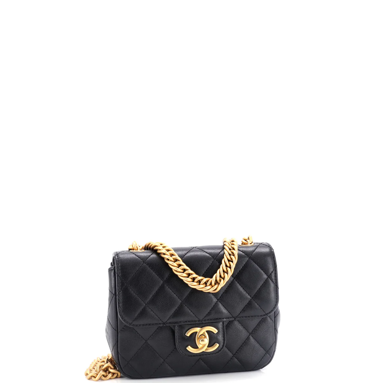 Pending CC Square Flap Bag Quilted Lambskin Mini - Deep Luxury