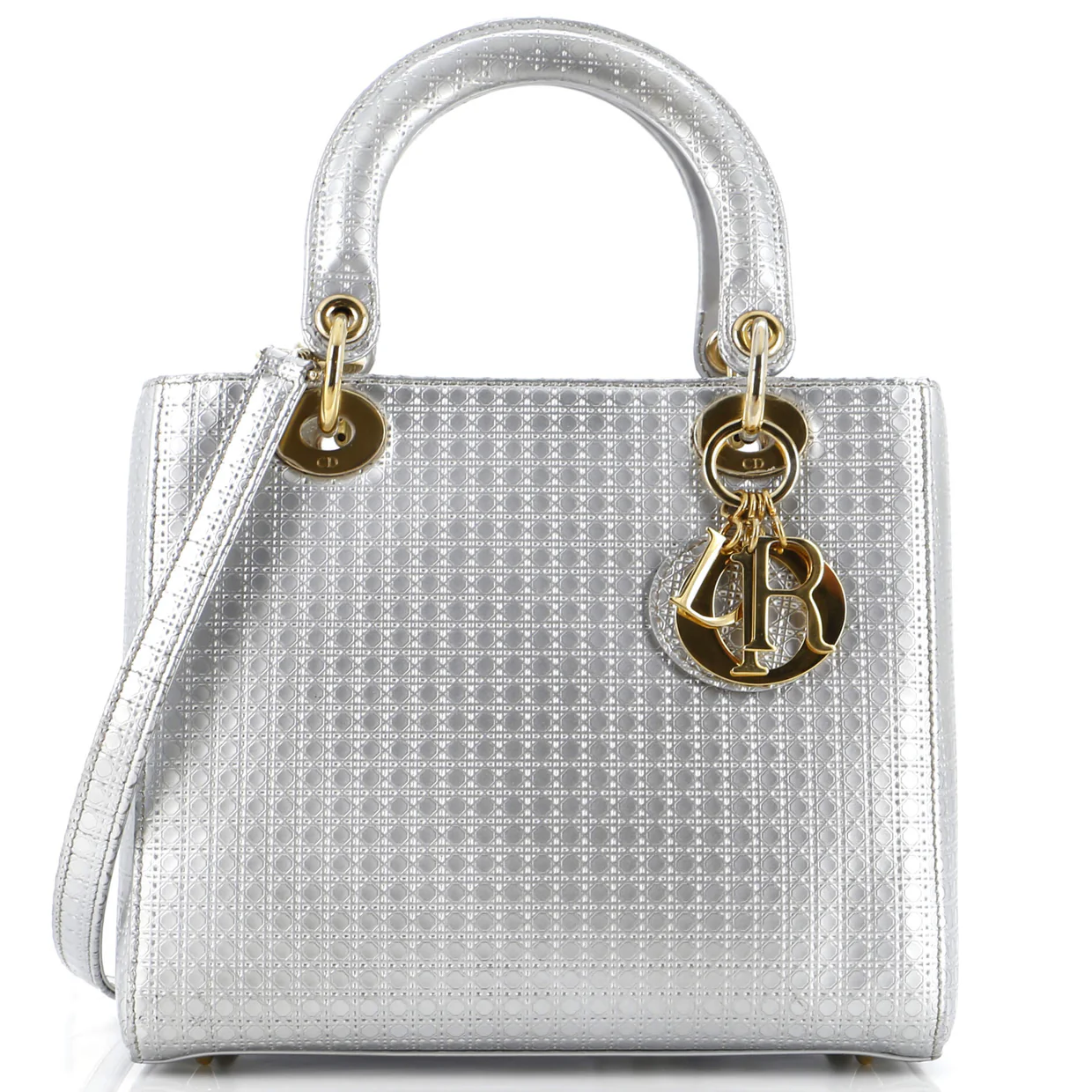 Lady Dior Bag Micro Cannage Metallic Calfskin Medium - Deep Luxury