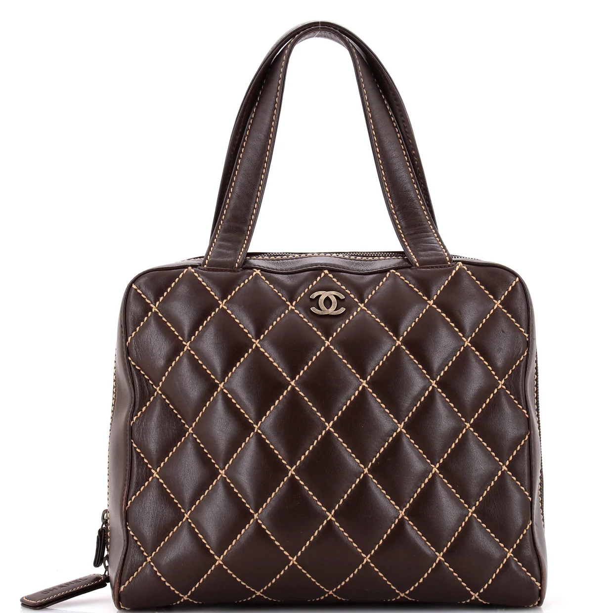 Surpique Zip Around Satchel Quilted Leather Large - Deep Luxury