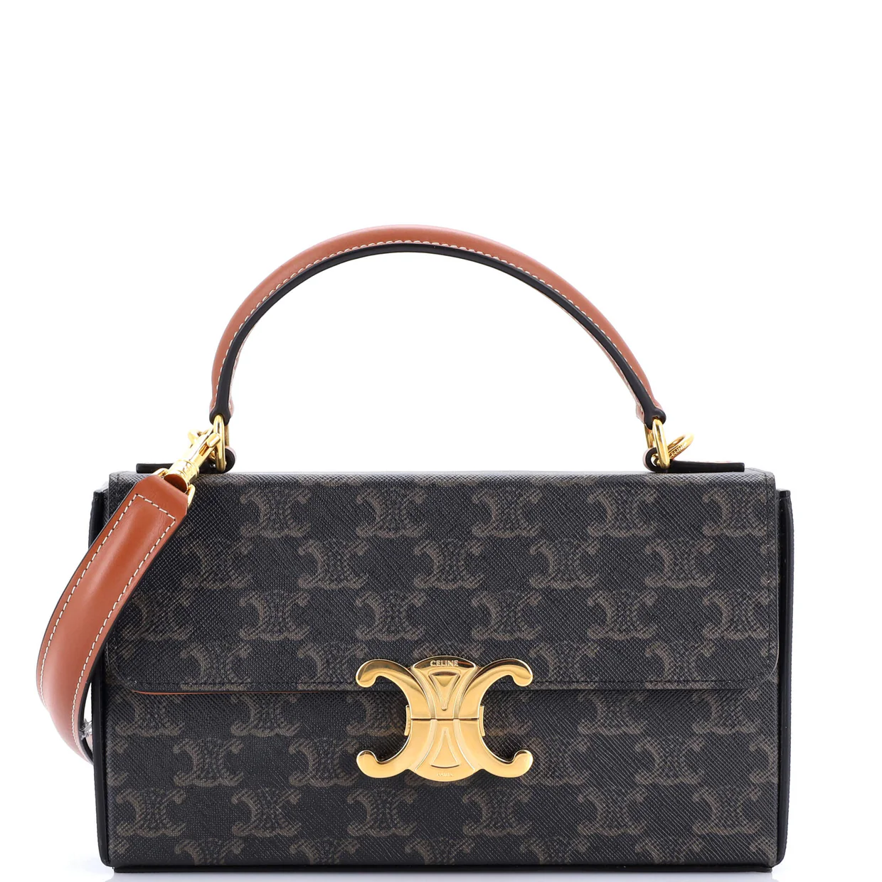 Triomphe Box Top Handle Bag Triomphe Coated Canvas - Deep Luxury