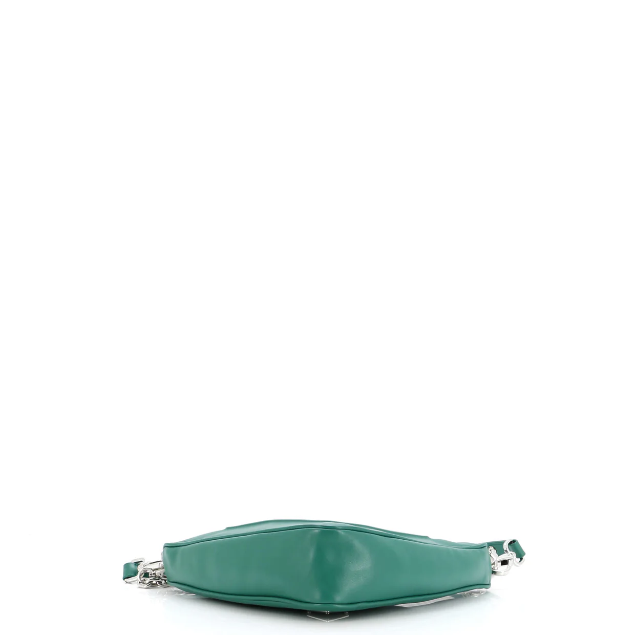 Triangle Logo Zip Chain Crossbody Bag Embossed Leather Small - Deep Luxury