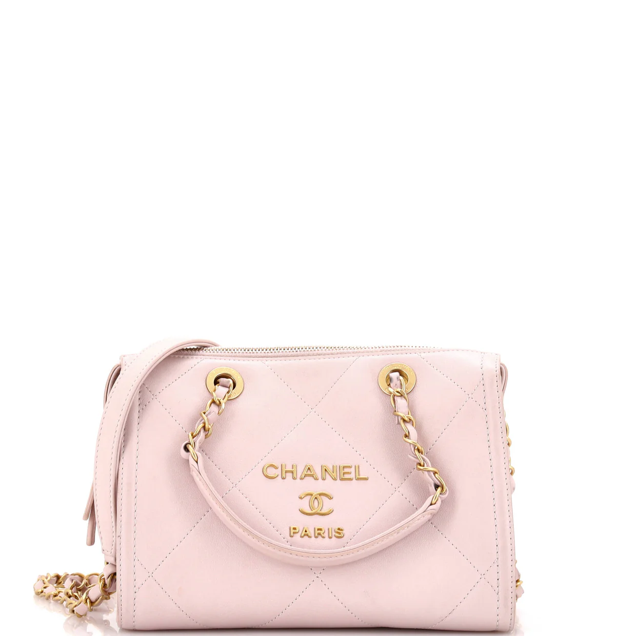 Metal Logo Bowling Bag Quilted Calfskin Small - Deep Luxury