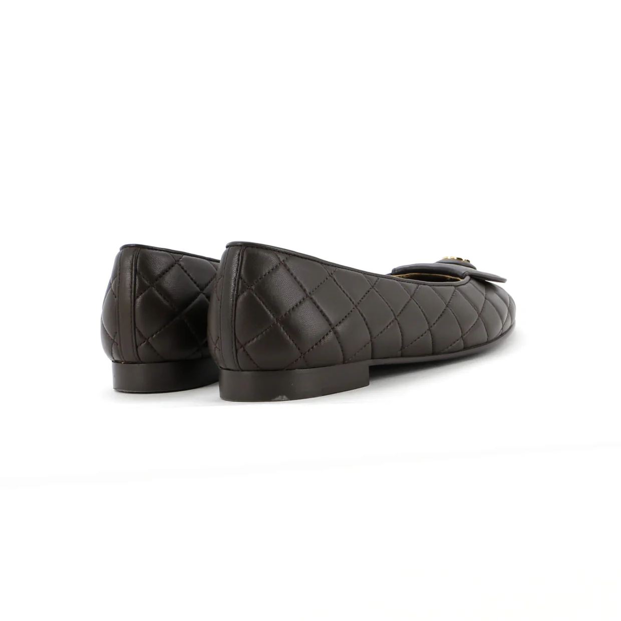 Women's CC Button Ballerina Flats Quilted Leather - Deep Luxury