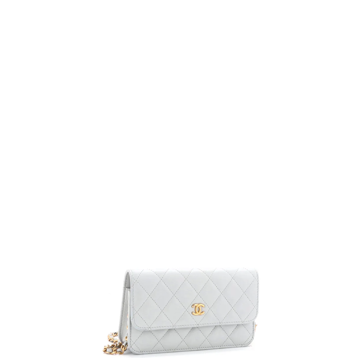 Pearl Crush Flap Phone Holder with Chain Quilted Lambskin - Deep Luxury