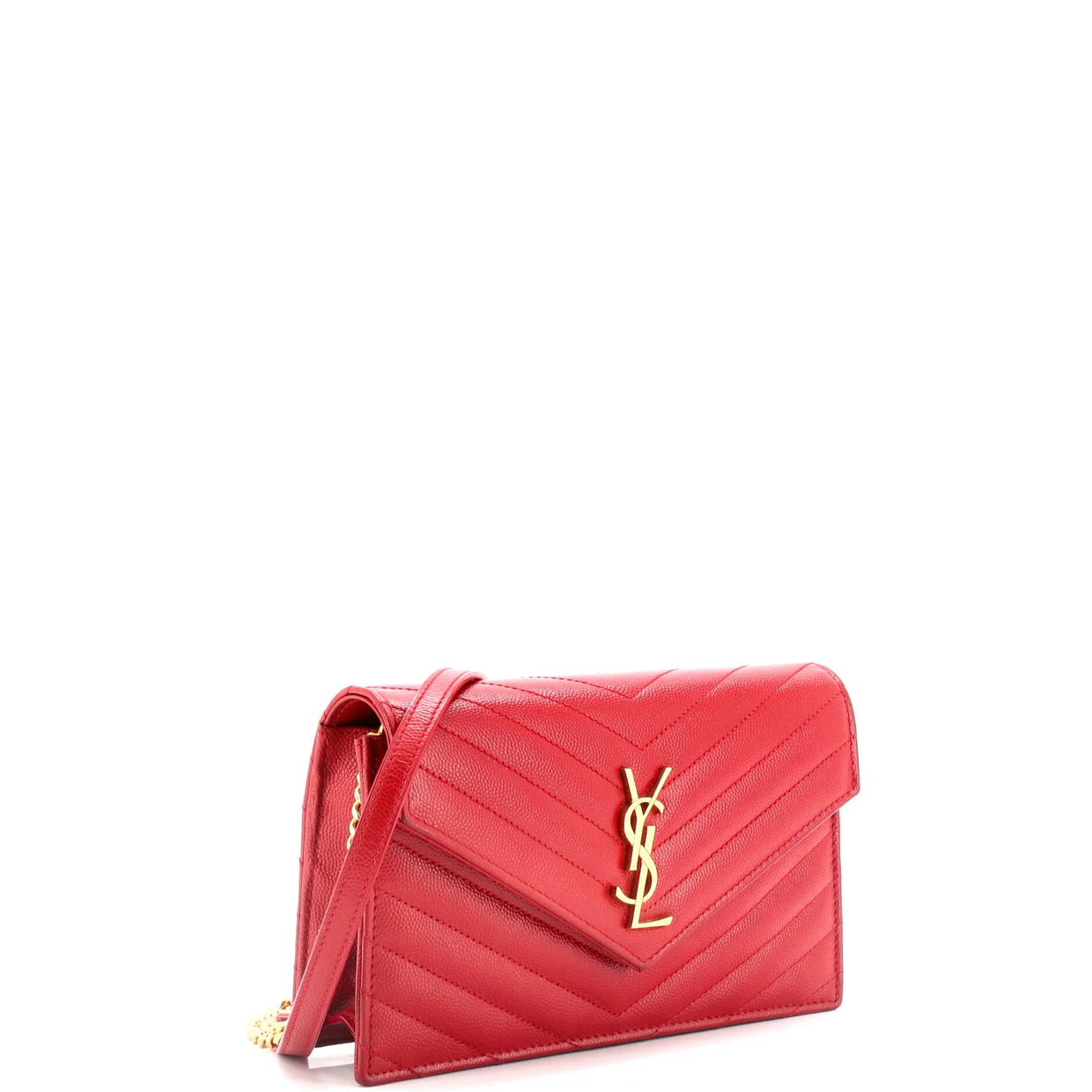 Classic Monogram Wallet on Chain Matelasse Chevron Leather Small - Deep Luxury