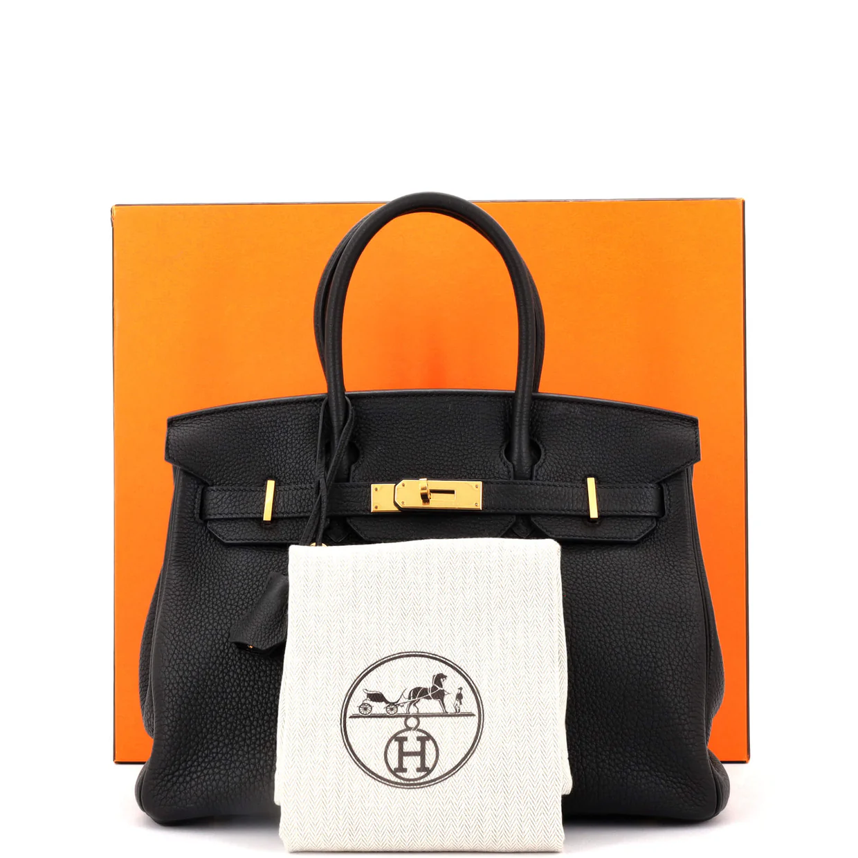 Birkin Handbag Noir Togo with Gold Hardware 30 - Deep Luxury