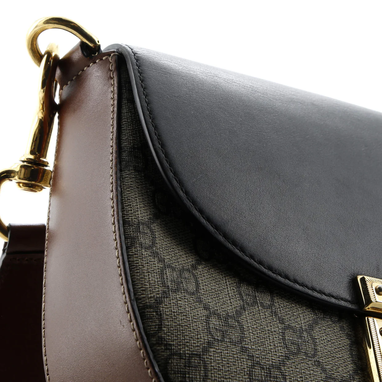 Padlock Saddle Shoulder Bag GG Coated Canvas and Leather Medium - Deep Luxury