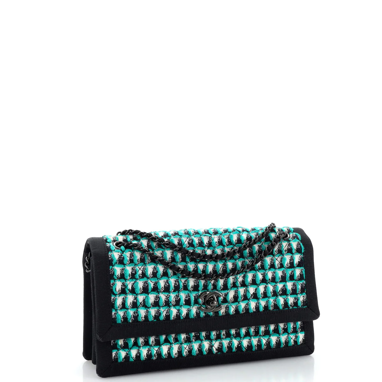 Two Tone Flap Bag Quilted Tweed Small - Deep Luxury