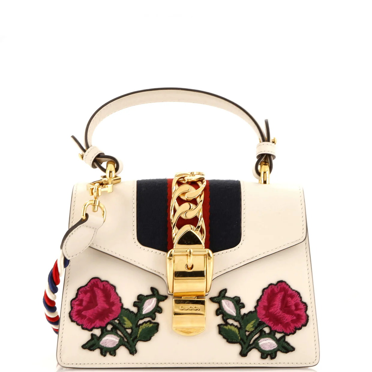 Sylvie Top Handle Bag Embroidered Leather Mini - Deep Luxury