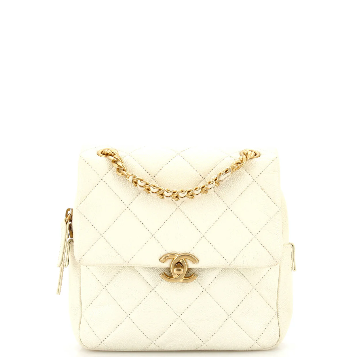 Chain Melody Flap Backpack Quilted Caviar Small - Deep Luxury