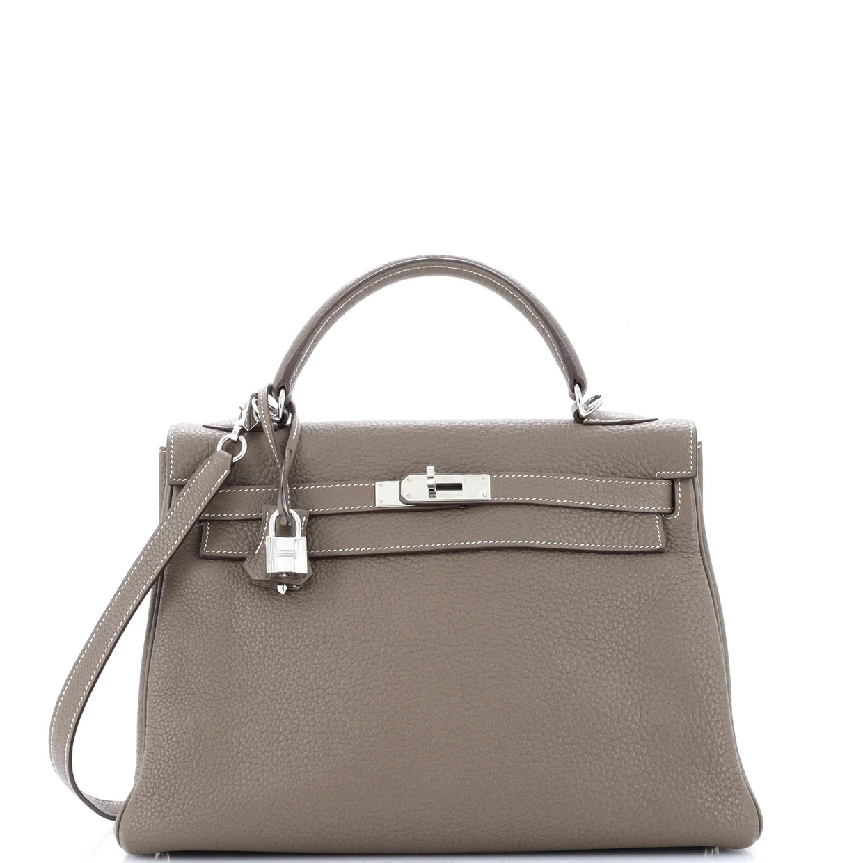 Kelly Handbag Grey Clemence with Palladium Hardware 32 - Deep Luxury