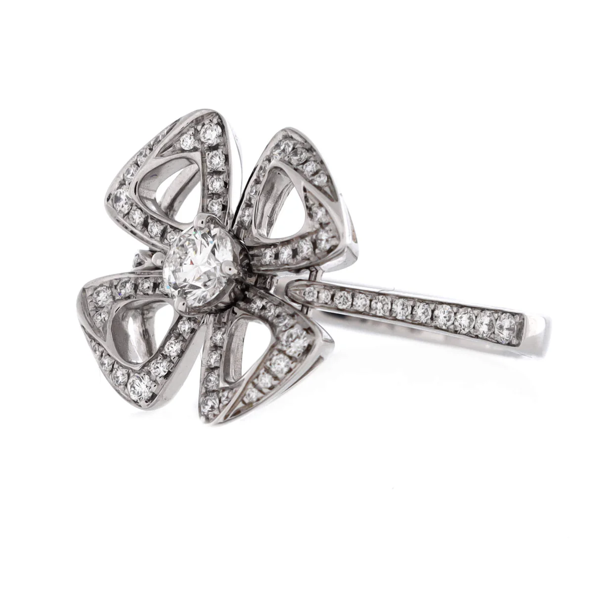 Fiorever Ring 18K White Gold and Pave Diamonds Small - Deep Luxury