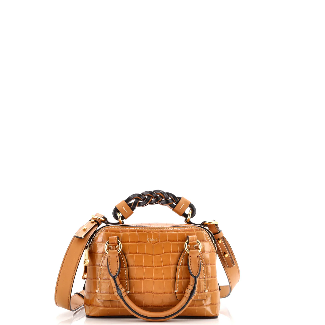 Daria Bag Crocodile Embossed Leather Small - Deep Luxury