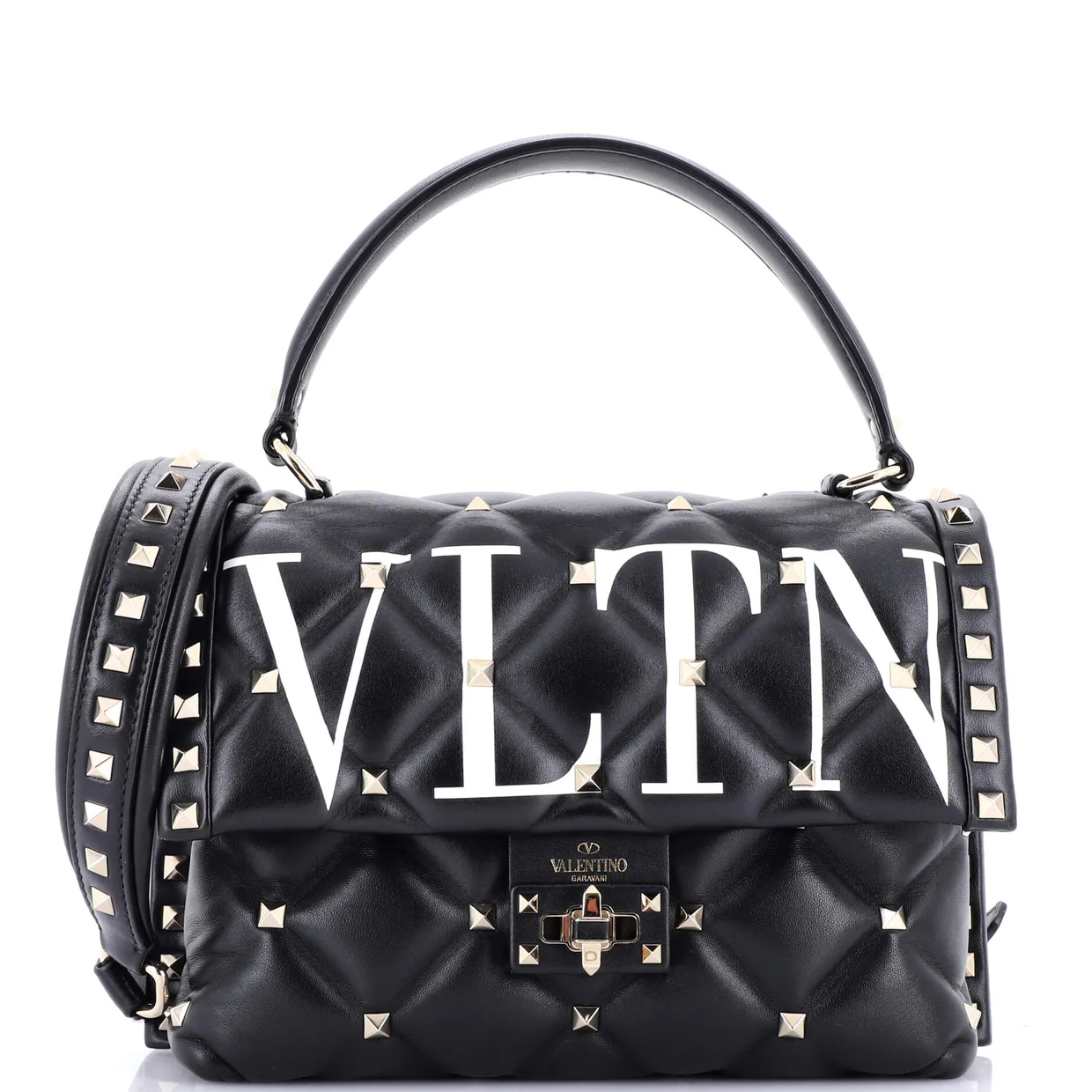 VLTN Candystud Top Handle Bag Printed Leather Medium - Deep Luxury