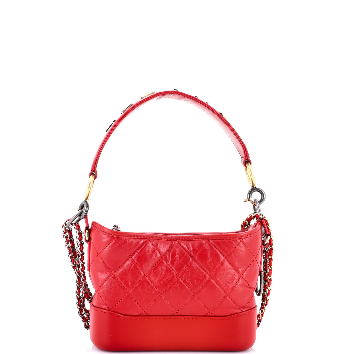Gabrielle Hobo with Logo Handle Quilted Aged Calfskin Small - Deep Luxury