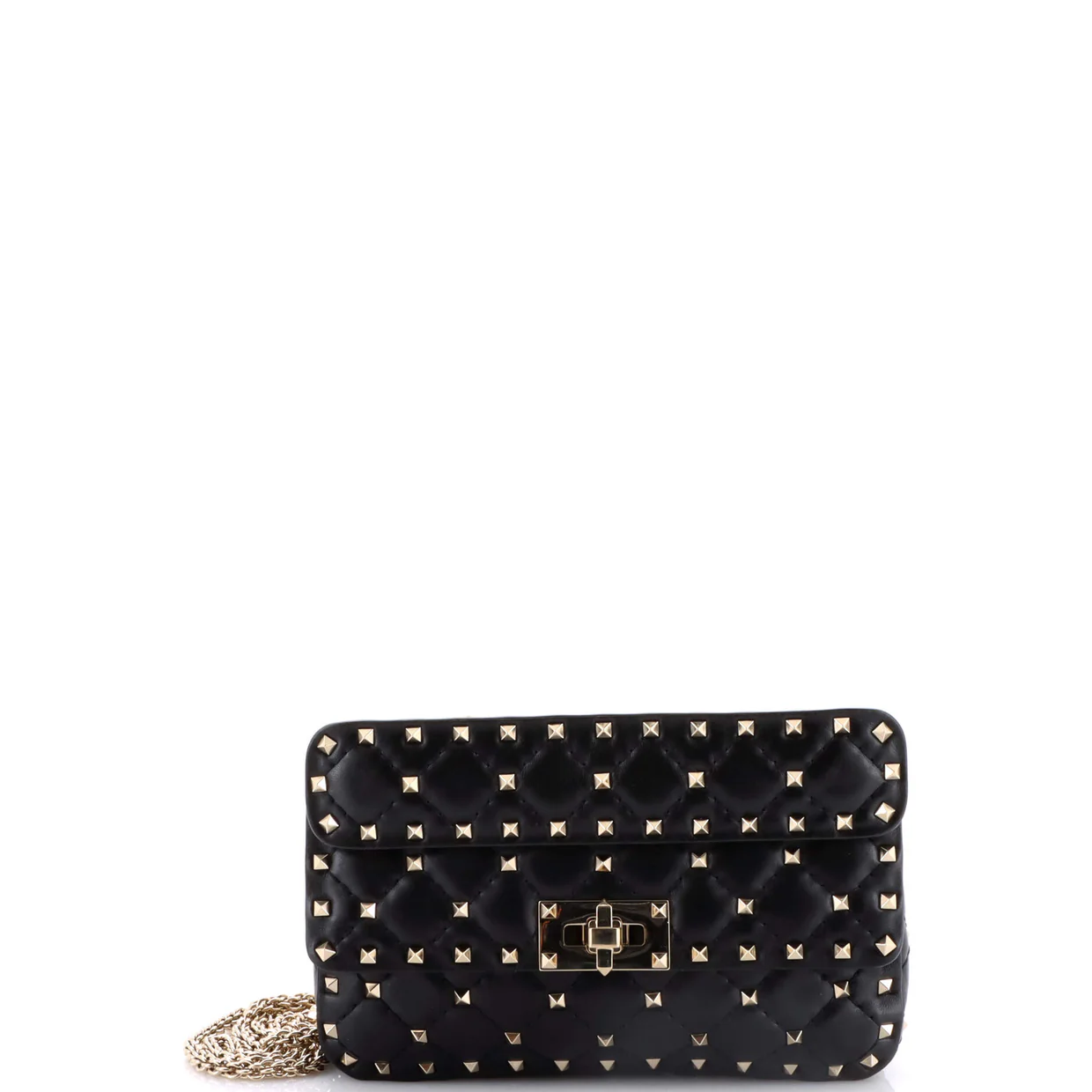 Rockstud Spike Flap Bag Quilted Leather Small - Deep Luxury