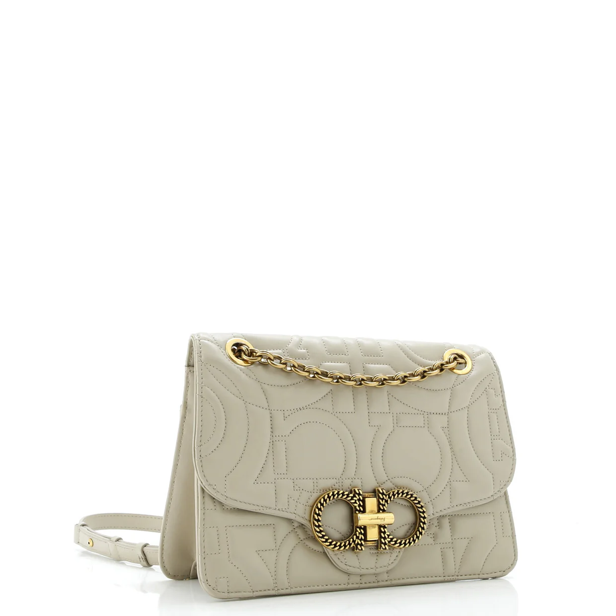 Gancini Turnlock Flap Bag Gancini Quilted Leather Medium - Deep Luxury