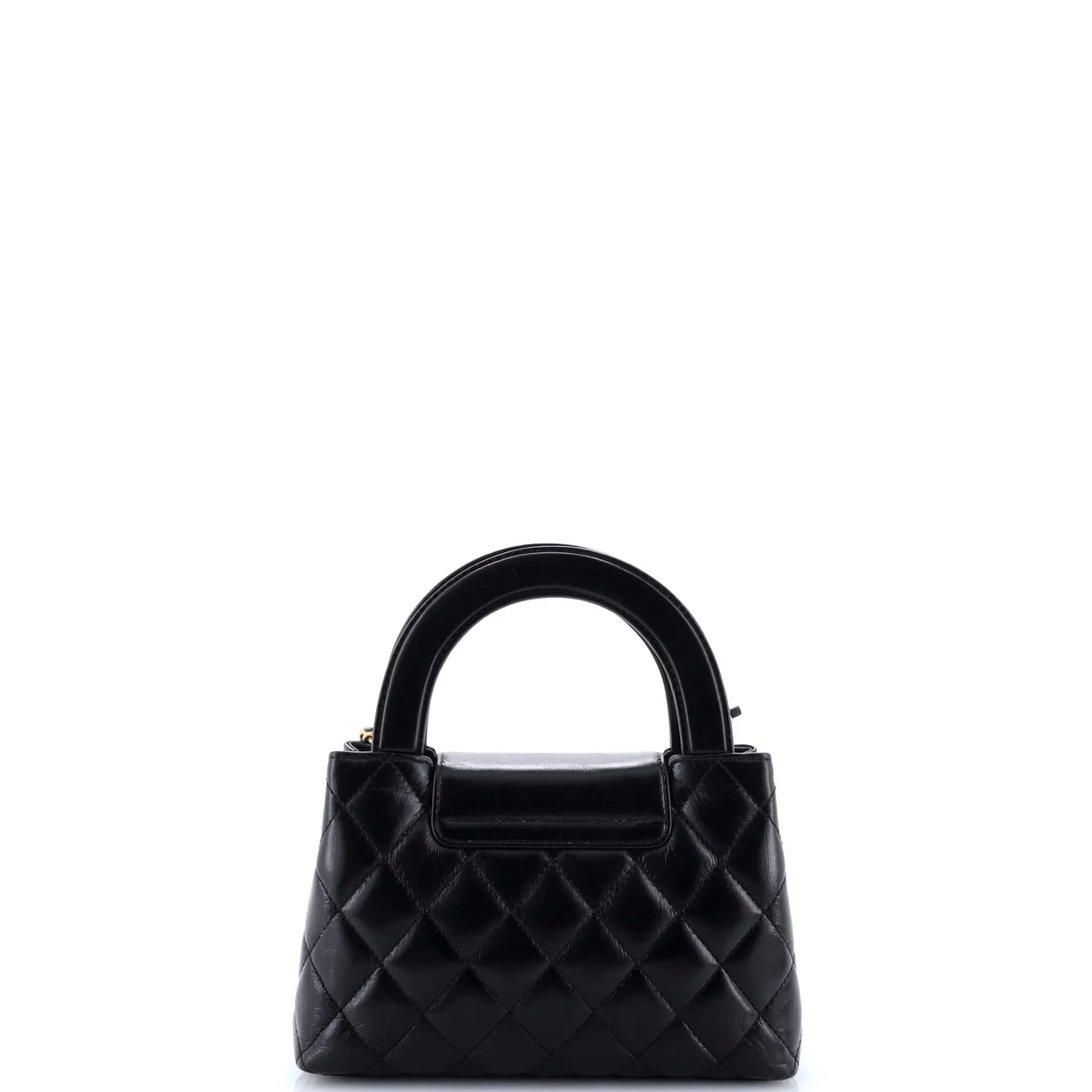 Kelly Top Handle Shopping Bag Quilted Shiny Aged Calfskin Mini - Deep Luxury