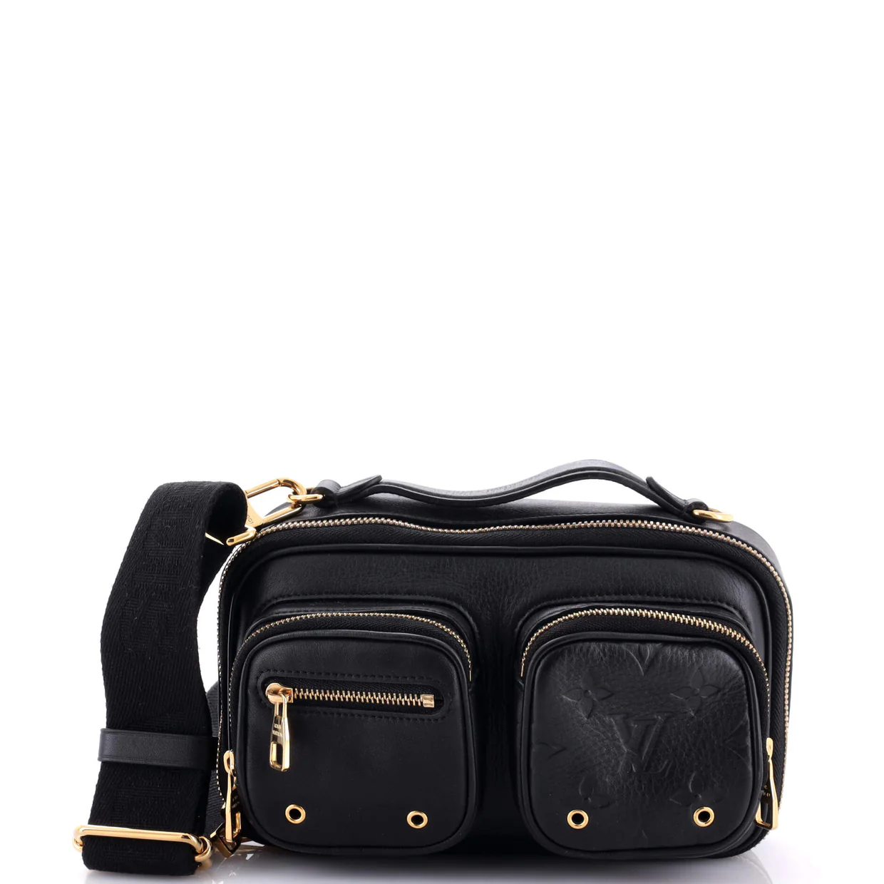Utility Crossbody Bag Calfskin with Embossed Monogram Detail - Deep Luxury