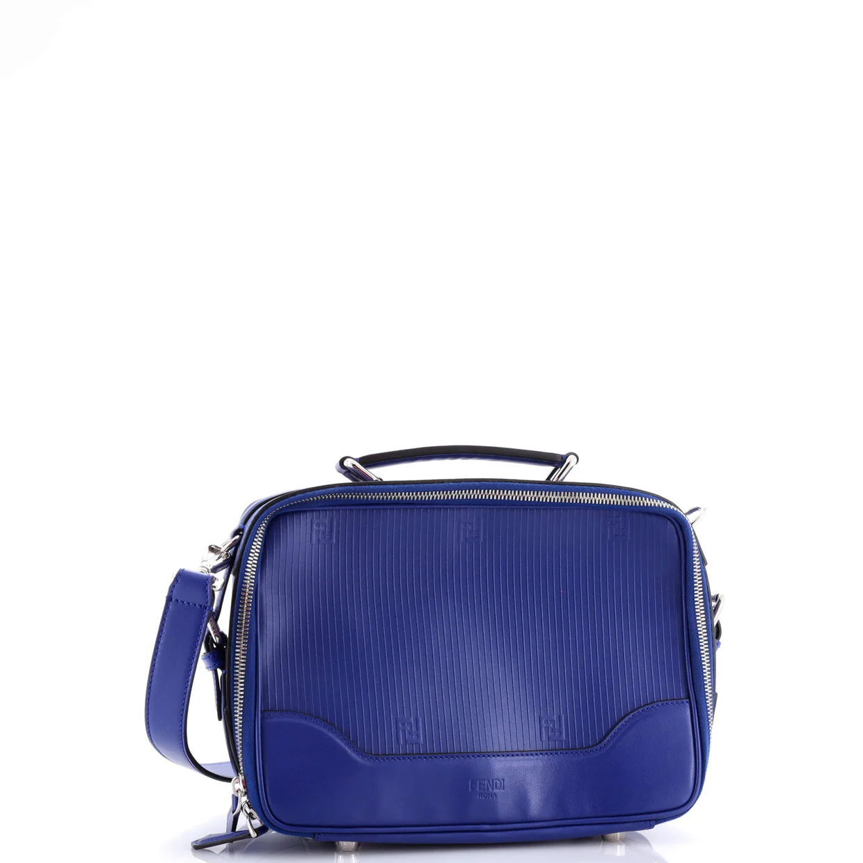 Top Handle Zip Around Travel Messenger Bag Embossed Leather - Deep Luxury