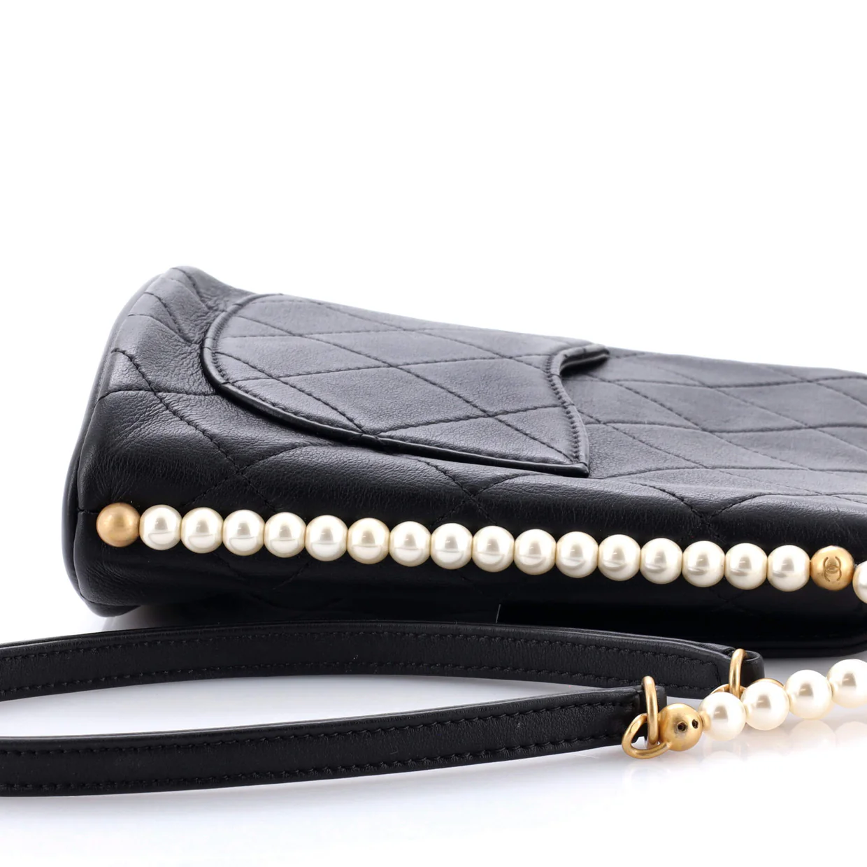 About Pearls Flap Hobo Quilted Calfskin Small - Deep Luxury