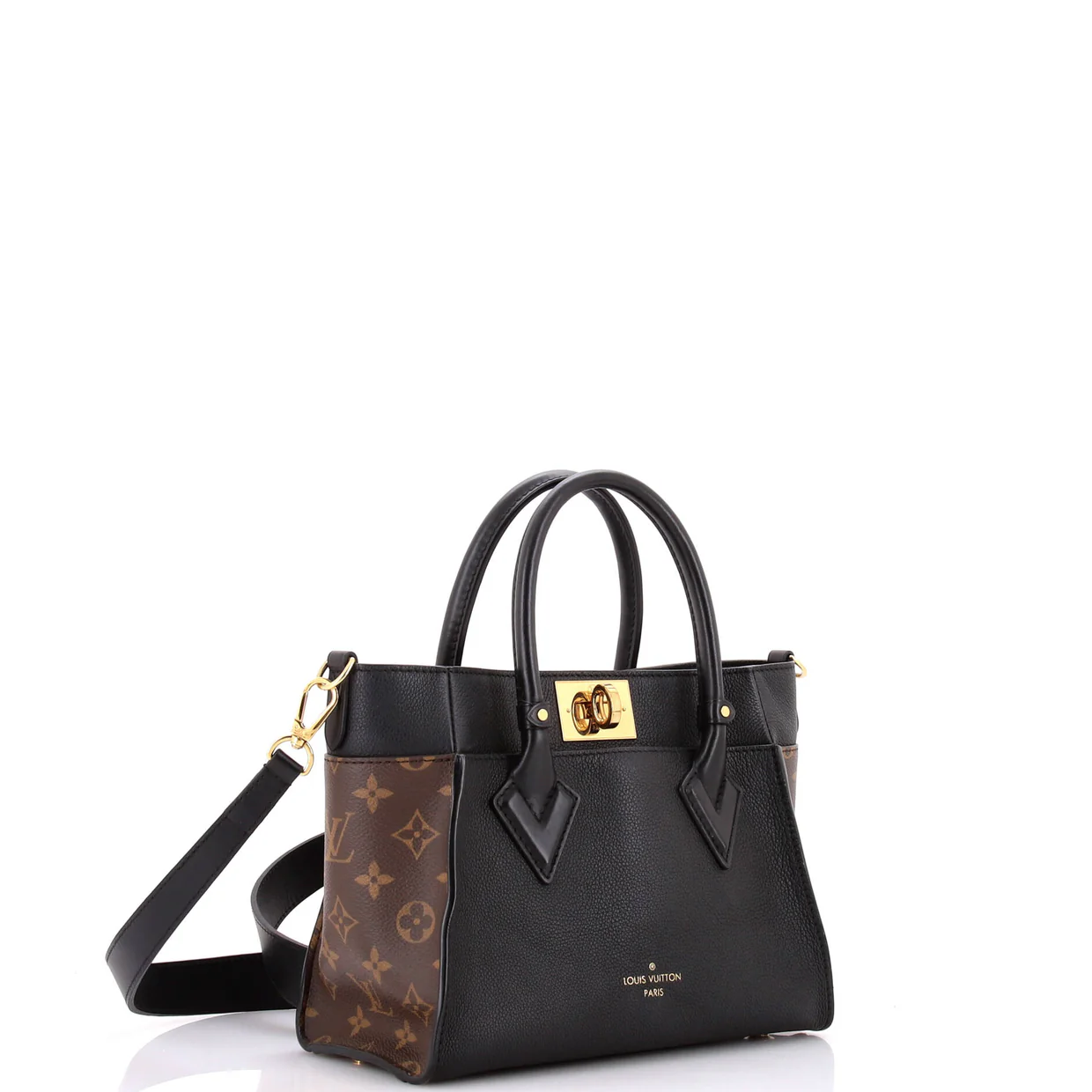 On My Side Tote Leather with Monogram Canvas PM - Deep Luxury