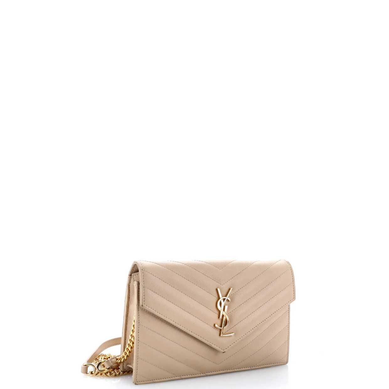 Classic Monogram Wallet on Chain Matelasse Chevron Leather Small - Deep Luxury