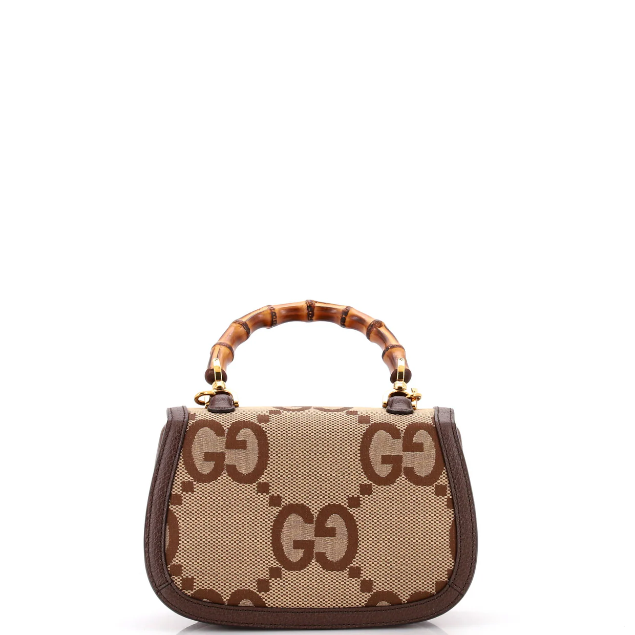 Bamboo 1947 Top Handle Bag Jumbo GG Canvas Small - Deep Luxury